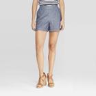 Women's High-rise Chambray Shorts - A New Day Dark Blue