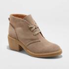 Women's Lucia Microsuede Heeled Lace-up Bootie - Universal Thread Taupe