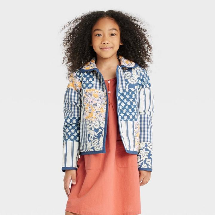 Girls' Patchwork Quilted Jacket - Cat & Jack Blue