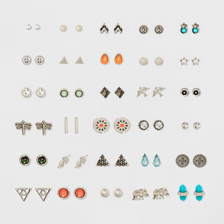 Target Thirty Piece Multi Set With Elephant, Bird, Shard And Dragon Fly Earring Set,