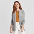 Women's Long Sleeve Open-front Rib Cardigan - A New Day Gray