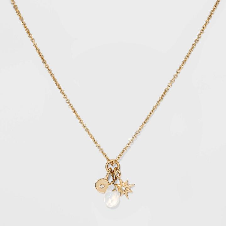 No Brand Petiteshort Necklace With Charms - Clear, Women's