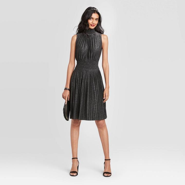 Women's Sleeveless Halter Neck Pleated Dress - A New Day
