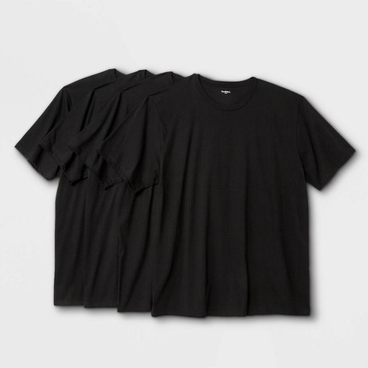 Men's Big & Tall Short Sleeve 4pk Crew-neck T-shirt - Goodfellow & Co Black