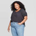 Target Women's Plus Size Puff Short Sleeve Crewneck T-shirt - Universal Thread Gray