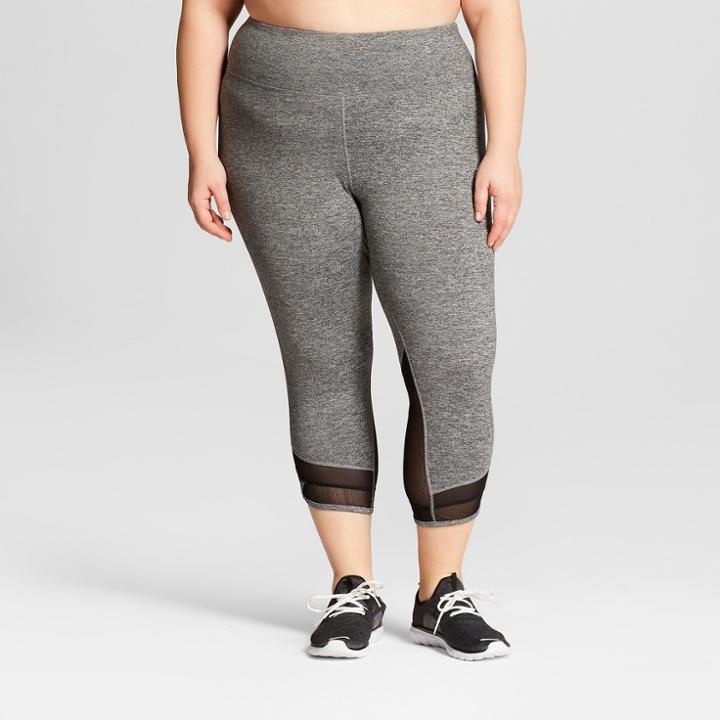 Women's Plus Size Freedom Mesh Insert Capri Leggings - C9 Champion Dark Gray Heather