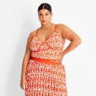 Women's Plus Size V-neck Bralette Sweater Tank Top - Future Collective With Kahlana Barfield Brown Orange Geometric