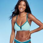 Juniors' Textured V-wire Bralette Bikini Top - Xhilaration Sky Blue D/dd Cup