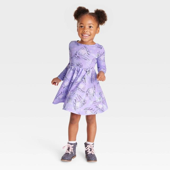 Toddler Girls' Disney Frozen Snowflakes Shirtdress - Purple