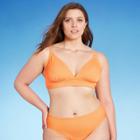 Juniors' Plus Size Ribbed Triangle Bikini Top - Xhilaration Orange