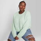 Women's Plus Size Crewneck Waffle Knit Pullover Sweater - Wild Fable