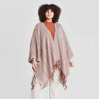 Women's Plus Size Herringbone Ruana Kimono Jacket - Universal Thread Brown