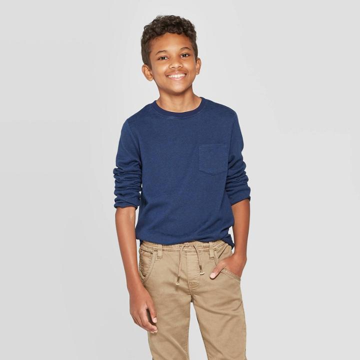 Boys' Long Sleeve Cozy Pullover - Cat & Jack Navy Xl, Boy's, Blue