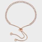 No Brand 3 3/4 Ct. T.w. White Topaz Bolo Bracelet With Tassel In Rose Plated Sterling Silver, Women's,