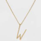 Gold Over Silver Plated Cubic Zirconia 'w' Initial Pendant Necklace - A New Day Gold