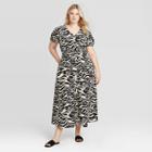 Women's Plus Size Animal Print Short Sleeve Dress - Who What Wear Black 1x, Women's, Size: