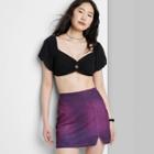 Women's Mid-rise Notch Front Seamed Denim Mini Skirt - Wild Fable Violet 00, Blue/purple