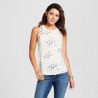 Women's Print Cut Out Detail Tank Tops - Grayson Threads (juniors') Cream