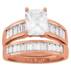 Tiara 5.12 Ct. T.w. Cubic Zirconia 2 Piece Bridal Set Ring In 14k Gold Over Silver - (7), Women's, Pink