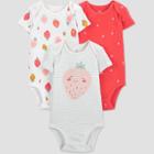 Baby Girls' 3pk Strawberry Bodysuit - Just One You Made By Carter's Pink/white