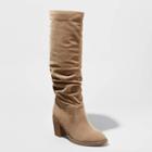 Women's Lainee Wide Calf Heeled Scrunch Fashion Boots - Universal Thread Taupe