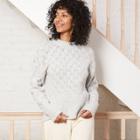 Women's Pointelle Crewneck Pullover Sweater - A New Day Gray