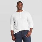 Men's Tall Standard Fit Textured Long Sleeve Henley T-shirt - Goodfellow & Co White