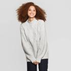 Women's Long Sleeve Mock Turtleneck Pullover Sweater - A New Day Heather Gray S, Women's, Size: Small, Grey Gray