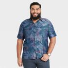Men's Big & Tall Floral Print Standard Fit Textured Short Sleeve Button-down Shirt - Goodfellow & Co