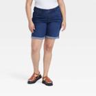 Women's Plus Size High-rise Jean Shorts - Ava & Viv Dark Blue