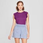 Women's Ruffle Knit Tank - A New Day Purple