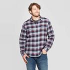Men's Plaid Big & Tall Long Sleeve 2-pocket Flannel Button-down Shirt - Goodfellow & Co Horizon Blue