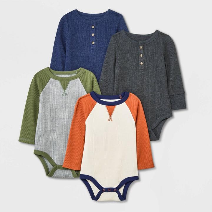 Baby Boys' Dorito Raglan Thermal Long Sleeve Bodysuit - Cat & Jack White/blue