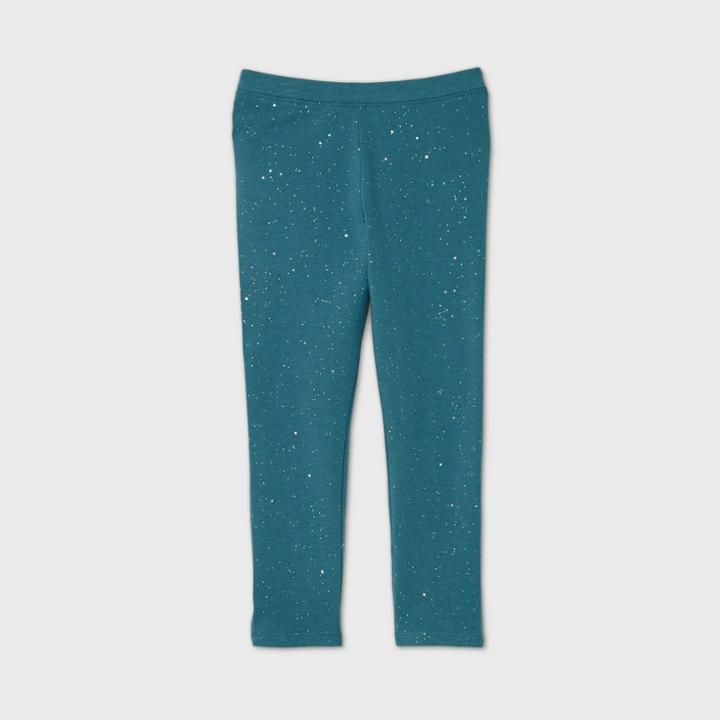 Toddler Girls' Sparkle Leggings - Cat & Jack Dark Teal