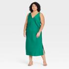 Women's Plus Size Slip Dress - A New Day Dark Green