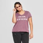 Women's Short Sleeve Plus Size Wine Be My Valentine Graphic T-shirt - Grayson Threads Burgundy