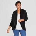 Women's Plus Size Chenille Cocoon Cardigan - Ava & Viv Black X