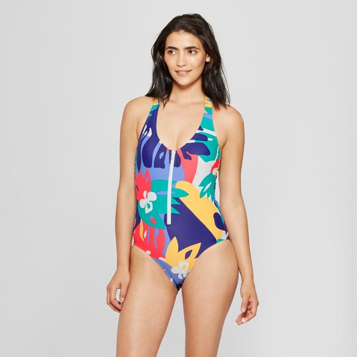 Women's Zipper Racerback One Piece - Joylab Multi Palm Xl,