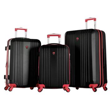 Olympia Usa Apache Ii 3pc Hardside Checked Luggage Set - Black/red