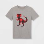 Boys' Buffalo Check Dinosaur Graphic Short Sleeve T-shirt - Cat & Jack Gray Heather