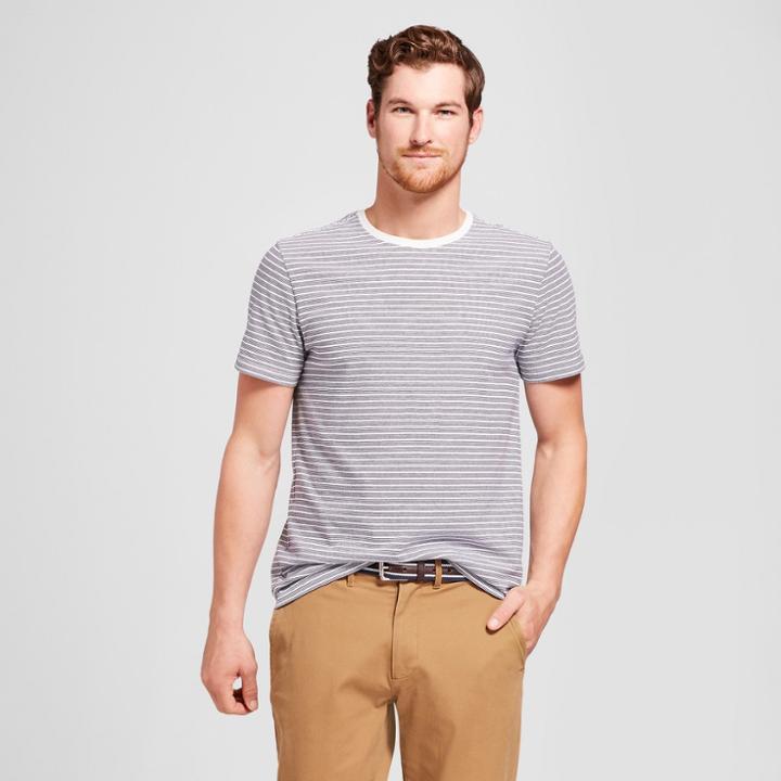 Men's Standard Fit Short Sleeve Crew Striped T-shirt - Goodfellow & Co Gray