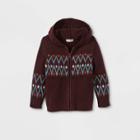 Toddler Boys' Jacquard Knit Hooded Zip-up Sweater - Cat & Jack Burgundy