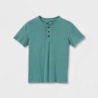 Boys' Garment Washed Henley Short Sleeve T-shirt - Cat & Jack Dark Green
