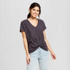Women's Short Sleeve Wrap Front T-shirt - Universal Thread Black