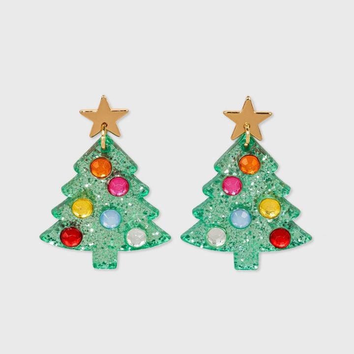Girls' Christmas Tree Earrings - Art Class Green