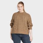 Women's Plus Size Mock Turtleneck Pullover Sweater - Universal Thread Brown