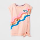 Girls' Mini Cap Sleeve Tie Front Top - Cat & Jack Peach