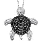 Distributed By Target Women's Sterling Silver Accent Round-cut Black Diamond Pave Set Turtle Pendant - White