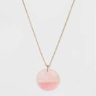Boxed Circle With Rose Quartz, Sunstone, And Pink Adventurine Semi-precious Stones Pendant Necklace - Universal Thread Pink, Women's