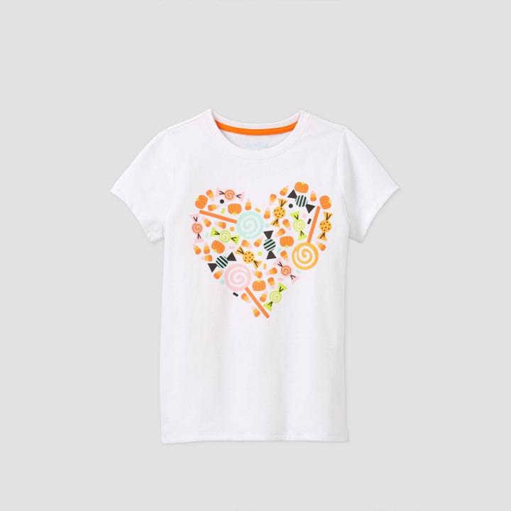 Girls' Short Sleeve Candy Heart Graphic T-shirt - Cat & Jack White